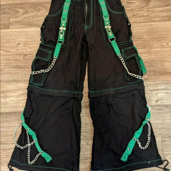 TRIPP NYC Pants Goth Punk Jeans Trousers Black/Turquoise, Men S w/ Drawstring - Picture 2 of 6